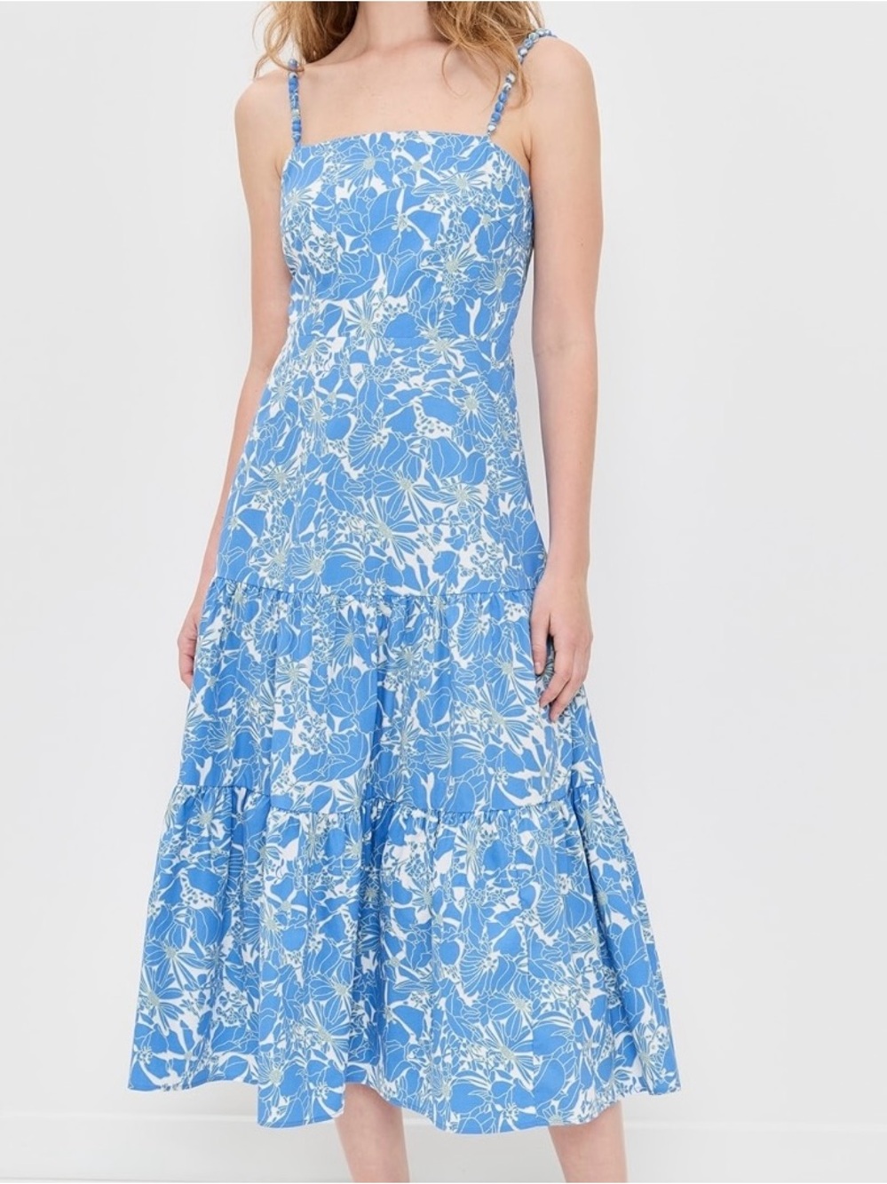 o.p.t Sky Blue Floral Midi Dress size 4